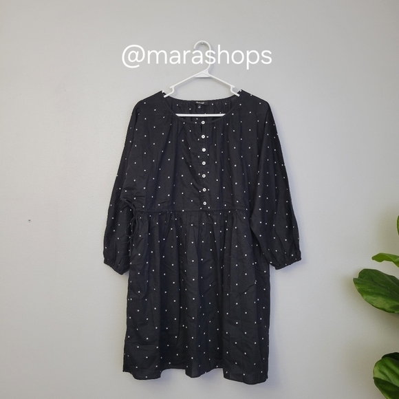Madewell Button-Front Tie-Waist Mini Dress in Square Spot - Picture 3 of 7